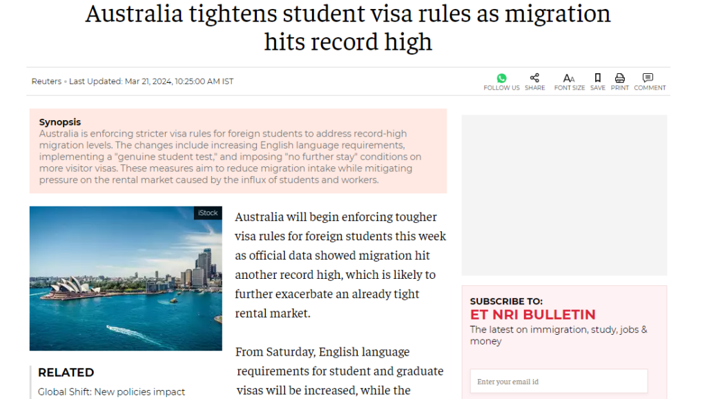 student visa for Australia